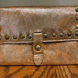 Patricia Nash Metallic Bronze Studded Clutch